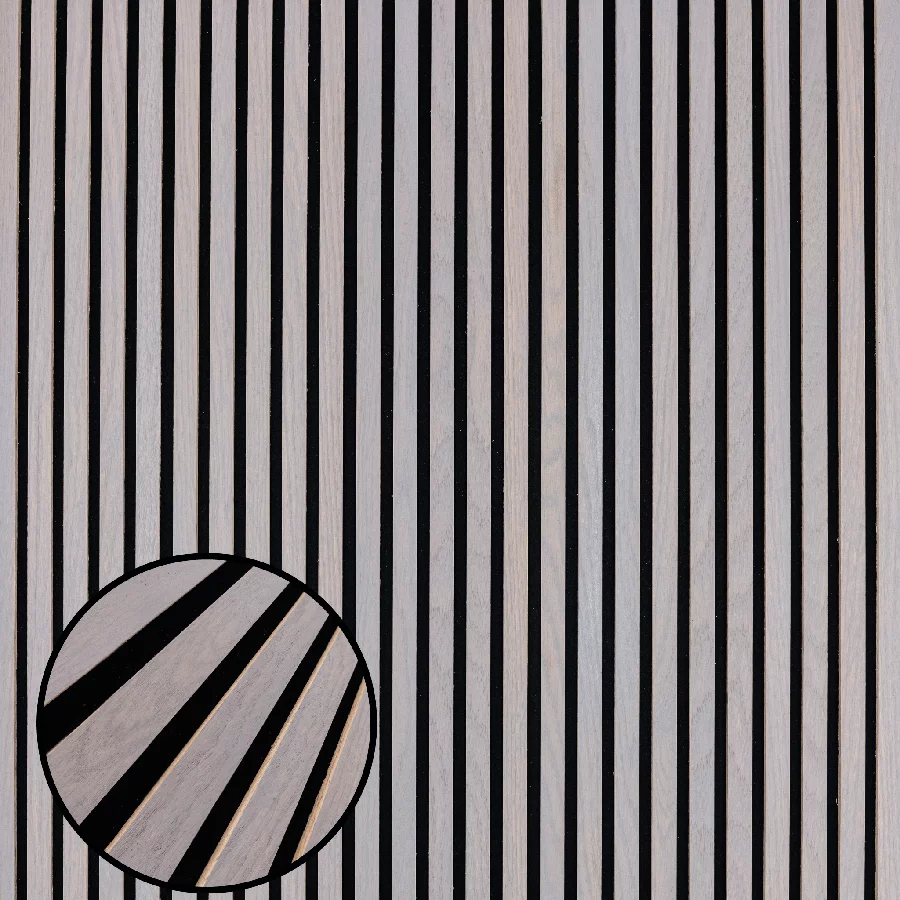 Akustikpaneel aus Eiche grau-Holz von wodewa – natürliche Wandverkleidung mit akustischer Wirkung