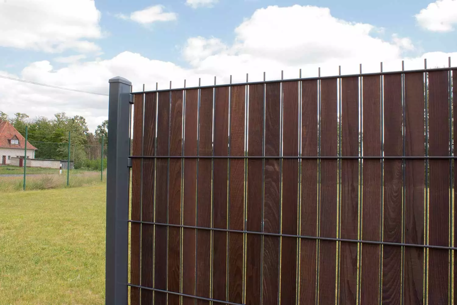 Holz-Sichtschutzstreifen für Doppelstabmatten Thermoholz