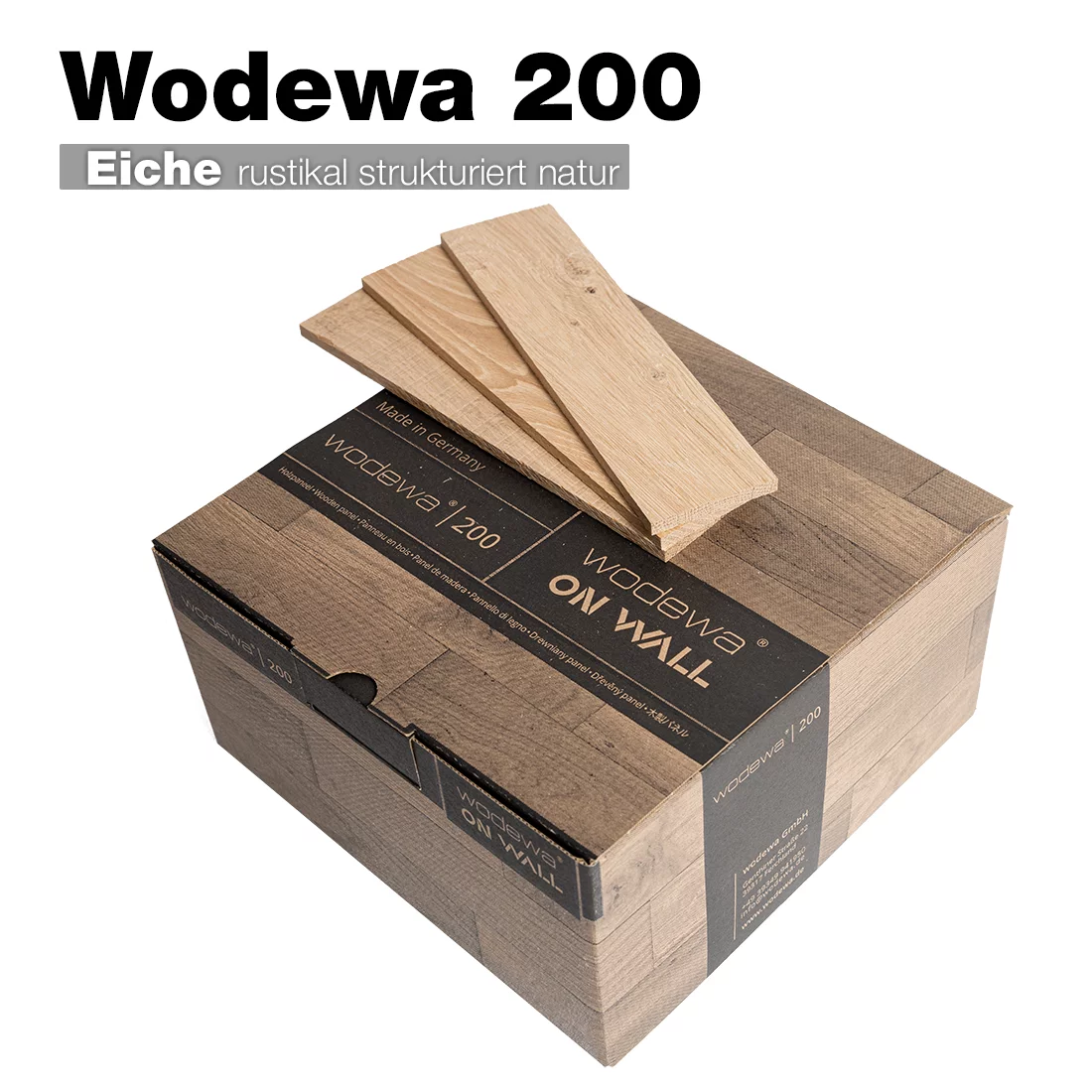 wodewa 200 Holzpaneele Eiche rustikal strukturiert natur– hochwertige Wandverkleidung aus echtem Holz, Made in Germany