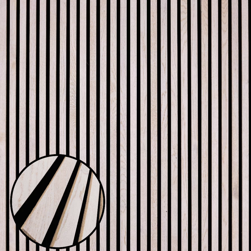 Akustikpaneel aus echter Eiche weiss von wodewa – elegante Wandverkleidung mit schallabsorbierenden Lamellen